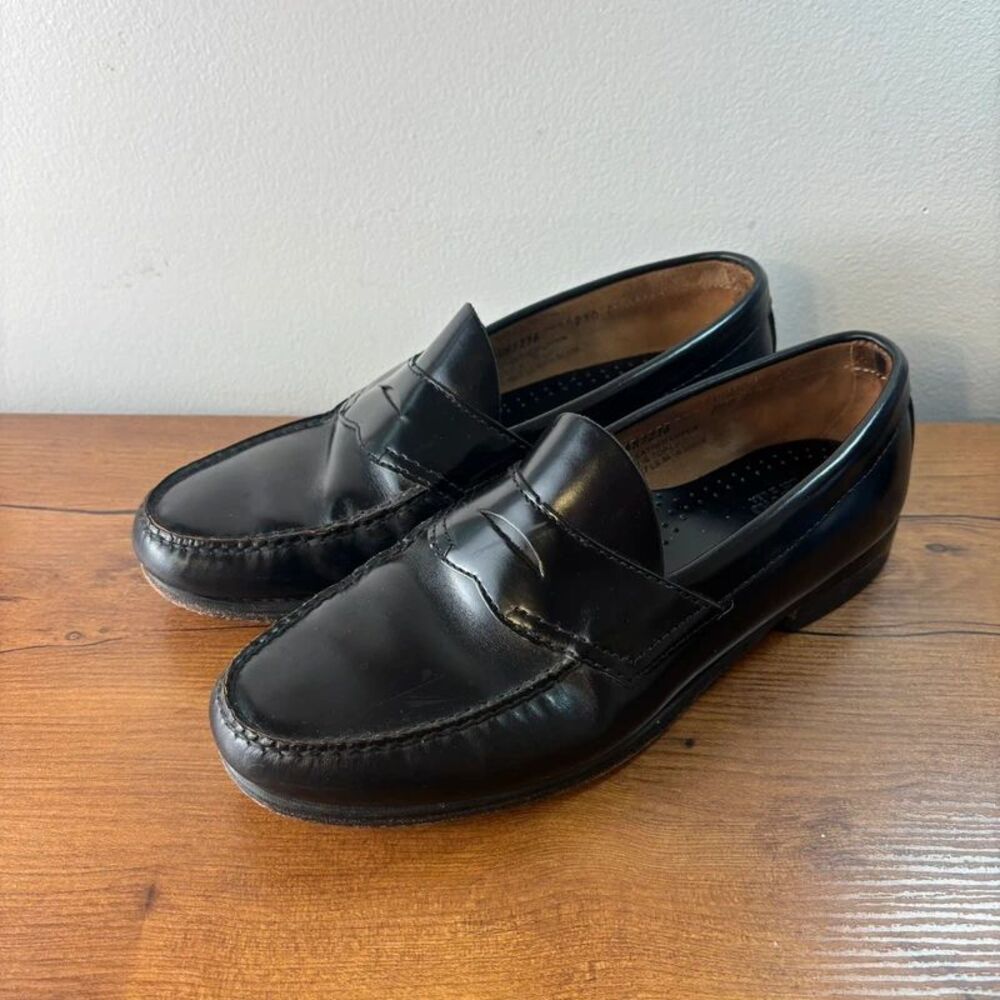 VTG Kirkland Signature Black Leather Tassel Loafers Men's 9.5 D Preppy Brazil